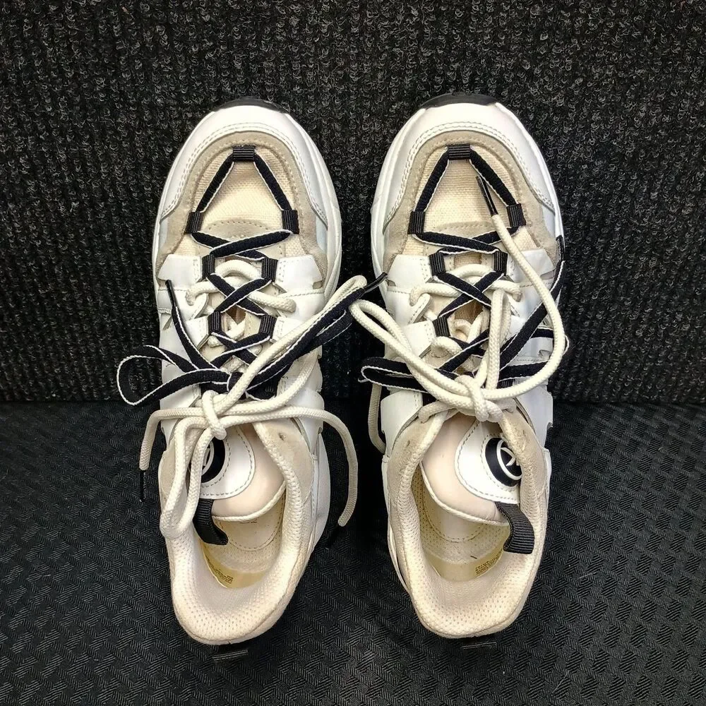 Michael Kors Chunky White/black Fashion Sneakers Women's Size6M Dual lace #SG19J